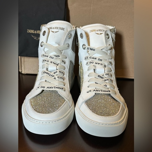 NIB  ZV1747 High Flash Sneakers Size 39 Hightops Silver MSRP $448 Sparkle 8 - Picture 6 of 13